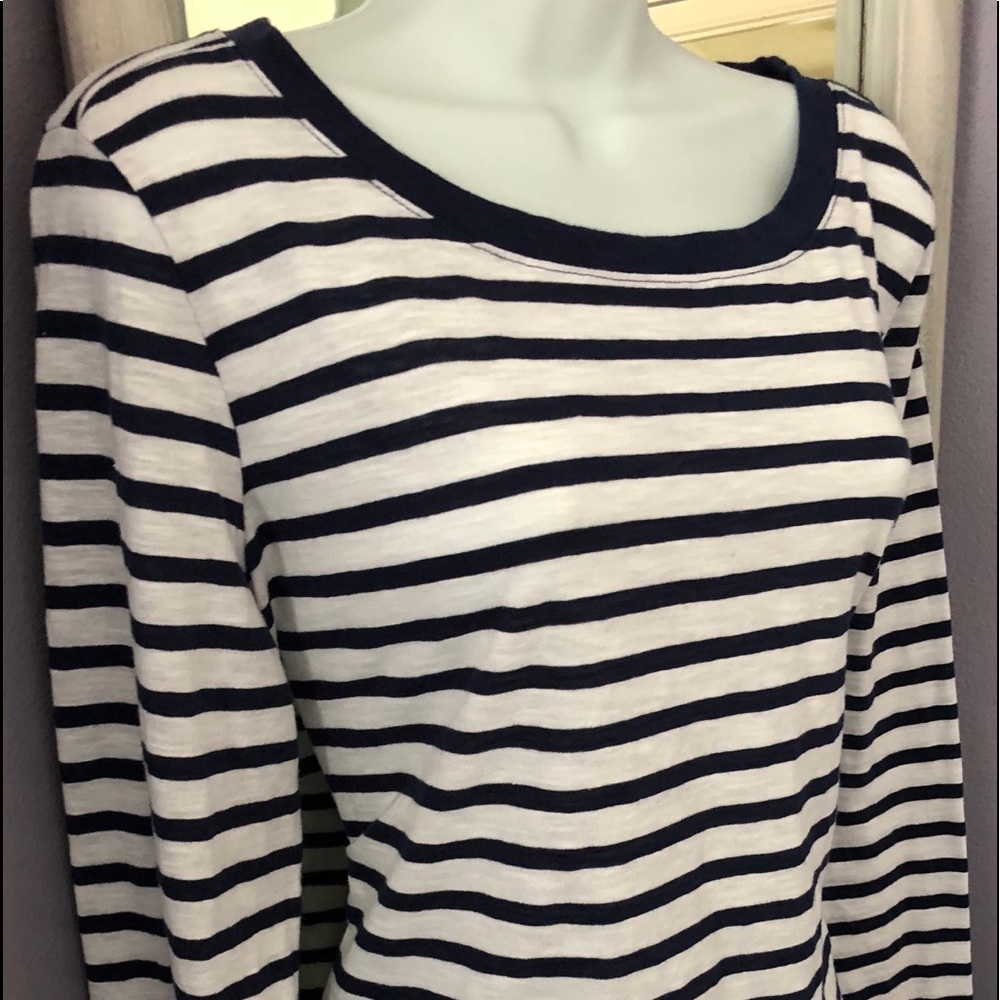 Navy Blue & White Striped Top